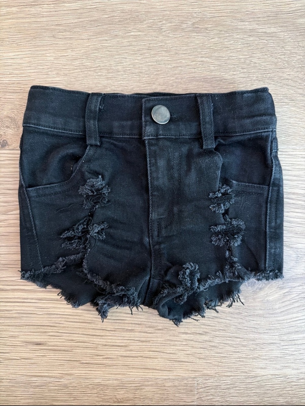 Raxtin black denim toddler shorts